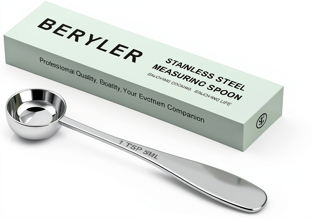 Using BERYLER Stainless Steel Measuring Spoons Precise Kitchen on a marble countertop