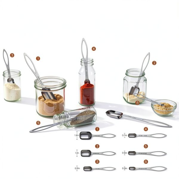 THLHKD Stainless Steel Measuring Spoons Set 6-Piece Kitchen-2