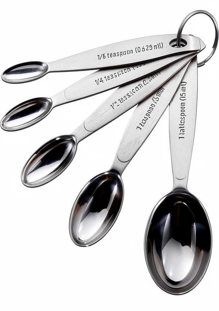 Cuisipro measuring spoon showing oval shape and stamped measurements