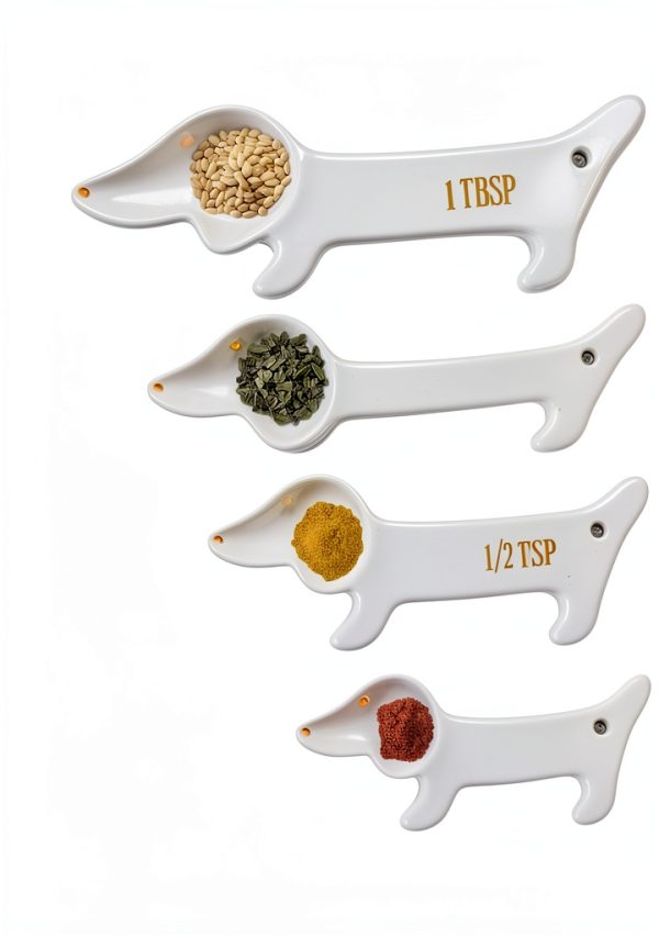 Dachshund Measuring Spoons Ceramic Stackable Kitchen Baking-2