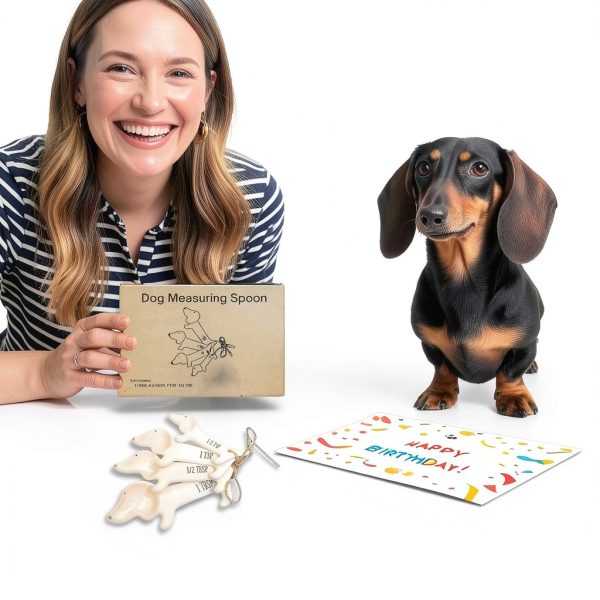 Dachshund Measuring Spoons Ceramic Stackable Kitchen Baking-4