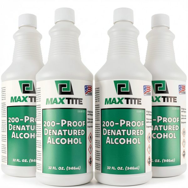 MaxTite 200 Proof Denatured Alcohol 4 Pack 32 oz Bottles Solvent-0