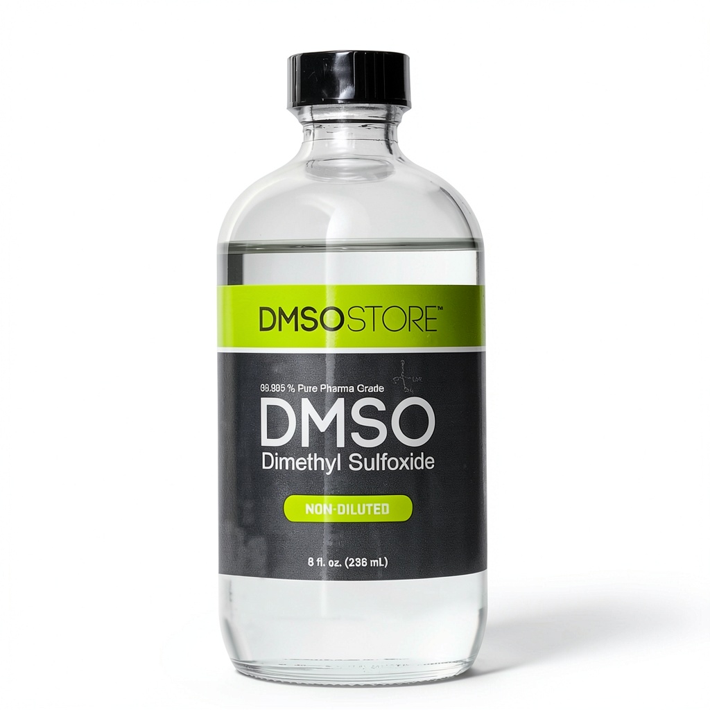 Installing DMSO Store 99.995% Dimethyl Sulfoxide Lab Grade Solvent 6x4x4in Bottle on a wooden lab bench